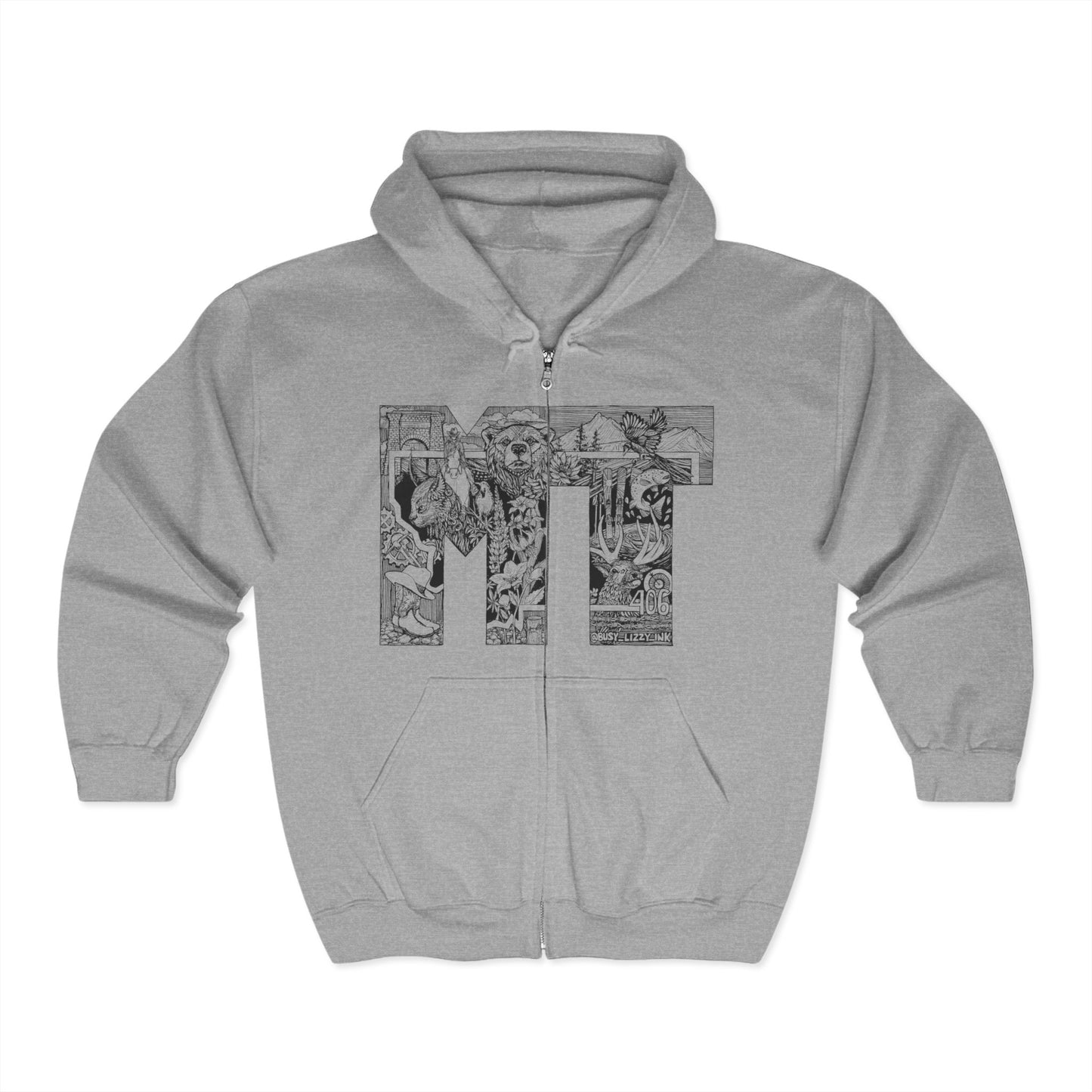 Montana (MT) Full Zip Hooded Sweatshirt