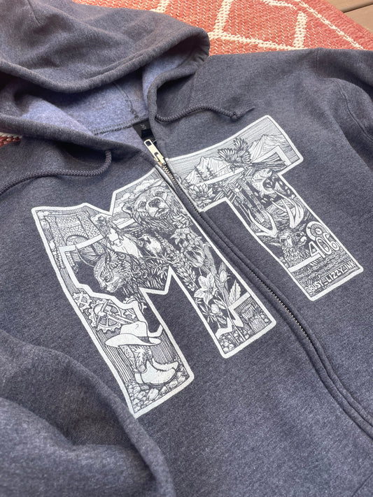 Montana (MT) Full Zip Hooded Sweatshirt