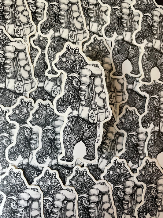 Backpacking Bear Sticker