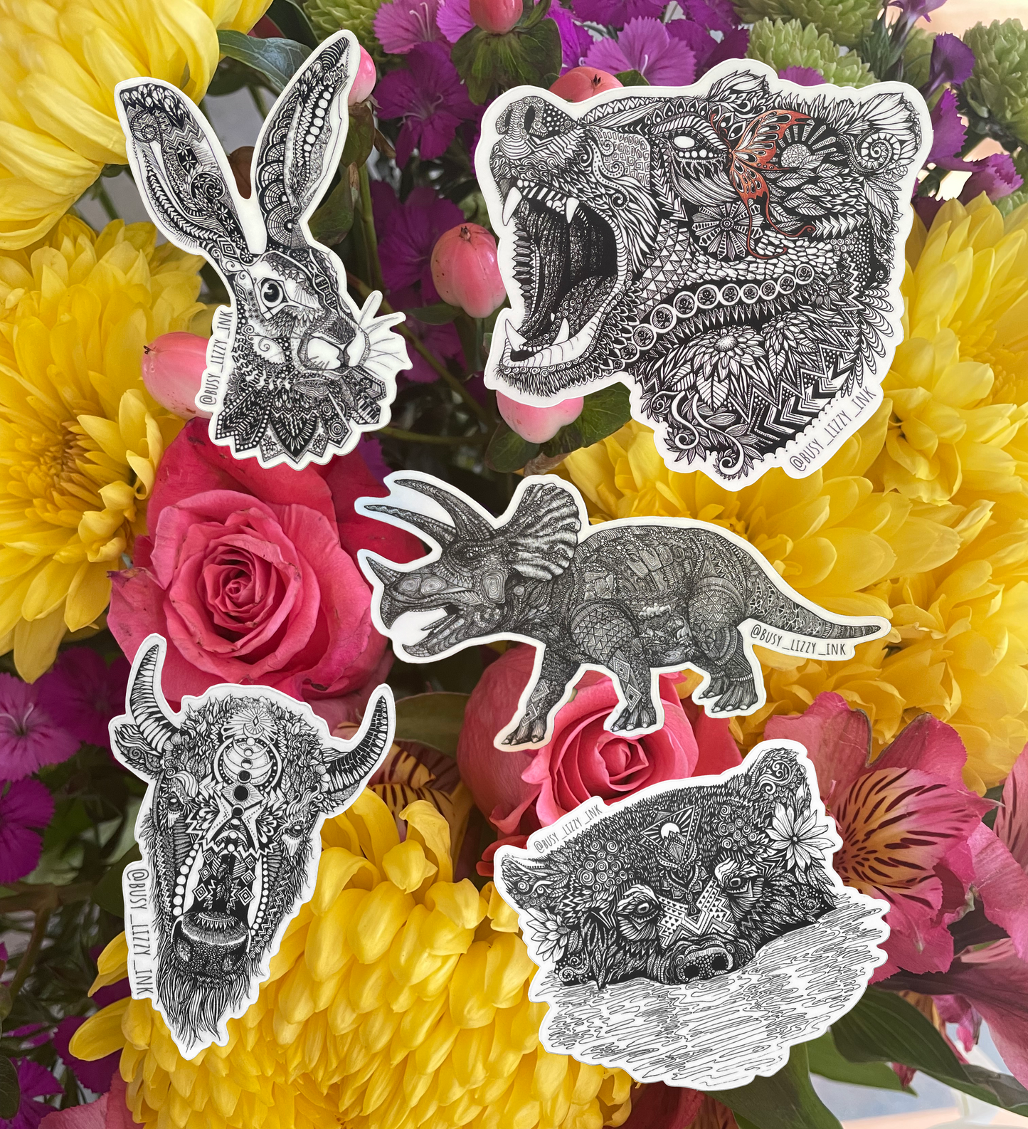 Busy Lizzy Ink Original Sticker Pack (5 Stickers)